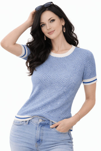 Esprit kék mintás felső (XS)