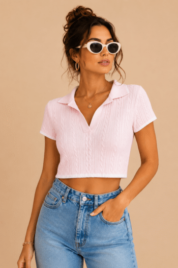Rózsaszín crop top (M)