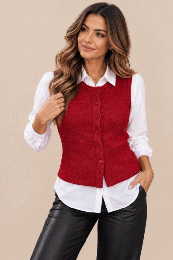 Shein piros mellény (M)